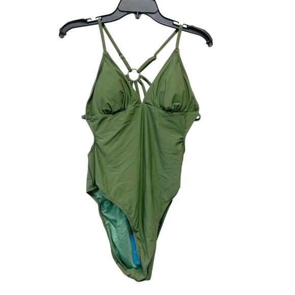 Cupshe Women's Green Bonita Strappy O-Ring Cheeky One Piece Swimsuit Large - Picture 1 of 7